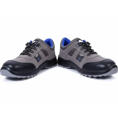 Coffer Safety M1007 Geniune Leather Safety/Casual Shoes For Mens - Grey Color(Size-7)