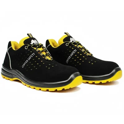 Coffer Safety M1033 Sporty Safety Shoe, 200 Joule Steel Toe Cap, ISI Marked, Black(Size-5)