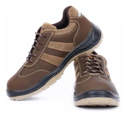 Coffer Safety M1118 Nubuck Leather Brown Steel Toe Men's Safety Shoes(Size-5)