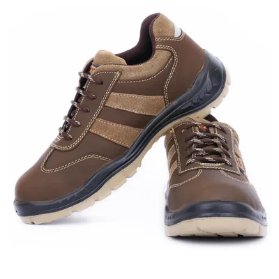 Coffer Safety M1118 Nubuck Leather Brown Steel Toe Men's Safety Shoes(Size-5)