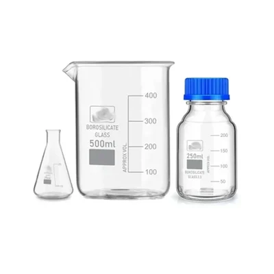 SBT Instruments Borosilicate 3.3 Glass 3pcs Beaker and 3pcs Conical Flask- 25ml, 100ml, 250ml with Graduation Marks