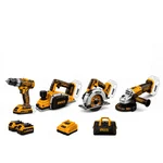 Ingco 4-In-1 20V Cordless Impact Drill, Planer, Circular Saw & Angle Grinder Combo With Battery, Charger & Tool Bag