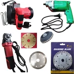 Combo Set of 7 Pcs (Marble Cutter, Marble Polisher, Angle Grinder, 3 Pcs Blade & 1 Pcs Coupling) for Marble & Tiles Work