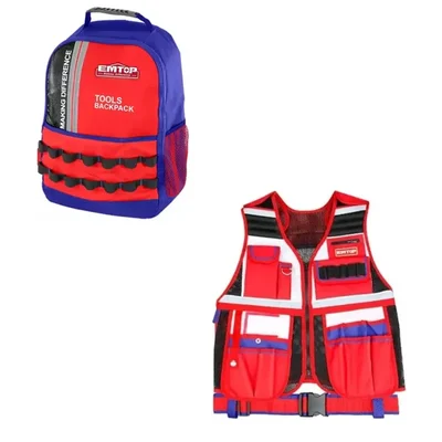 Emtop Combo of 2-piece Tool Storage Set of Backpack &  Tool Vest