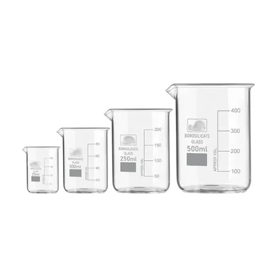 SBT Instruments Borosilicate 3.3 Glass Beaker 25ml, 100ml, 250ml, 500ml with Graduation Marks for Laboratory