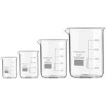 SBT Set Of 4 Pcs 100 Ml, 250 Ml, 500 Ml, 1000 Ml Borosilicate 3.3 Glass Beaker With Graduation Marks