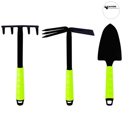 Jaiveer Garden Tools Set of a Cultivator-Hoe, Small Hand Rake and a Trowel | Used for Small-Scale Gardening