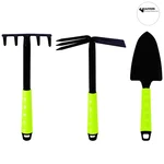 Jaiveer Garden Tools Set of a Cultivator-Hoe, Small Hand Rake and a Trowel | Used for Small-Scale Gardening