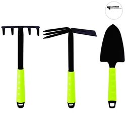 Jaiveer Garden Tools Set of a Cultivator-Hoe, Small Hand Rake and a Trowel | Used for Small-Scale Gardening