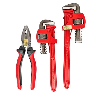 Globus 3pcs combo of 10 inch & 12 inch Adjustable Pipe Wrench and 8 inch Combination Plier (348)	