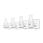 Bello Set of 8 Borosilicate 3.3 Glass Combo of 4 Beaker and 4 Conical Flask