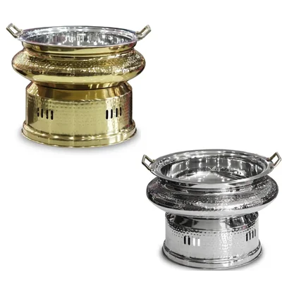 Combo of Hammered Stainless Steel Silver and Gold Round 8ltr Chafing Dish