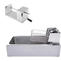 Combo of Commercial 18Litre SS Body Electric Deep Fryer 3KW and Premium Quality Hand Operated Potato Twister, SS Body