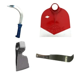 Heavy-Duty Garden & Farm Combo of Round Fawda, Axe, Bill Hook & Hand Sickle 