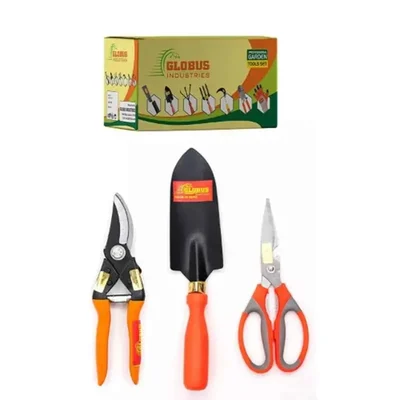 Globus Garden Tool Combo Kit, Garden Pruner, Gardening Scissor, Small Trowel (Set Of 3 Pcs)