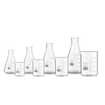 SBT Set of 8 (4 Beaker and 4 Conical Flask) 50 ml, 100 ml, 250 ml, 500 ml Borosilicate 3.3 Glass Combo of Beaker and Conical Flask