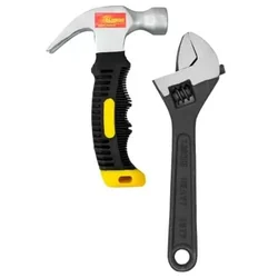 Globus combo of Adjustable Wrench, 6" (150 mm) Black and Small Hammer, 300 gm.