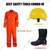 Safety Tools Combo Set of Premium Cotton Boiler Suit, 11 Inch Long Safety Gumboots & Highly Durable Safety Helmet