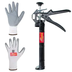 GLOBUS 2pcs Combo of 9 inch Black Half Round Steel & Aluminium Silicon Gun & 1 Pair Working Gloves (957)