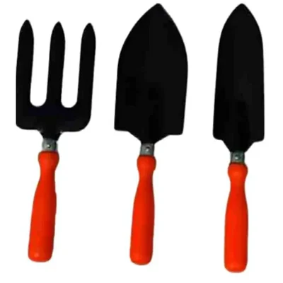 AGT Garden Tools Combo Kit of 3 Tools - Small Hand Trowel, Garden Fork and Big Hand Trowel | Used for Small-scale Gardening