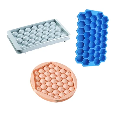 Combo of Honeycomb Shape Silicone Mould, Round Ice and Chocolate Sphere Moulds with 33 and 37 cavity