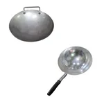Combo of SBWG 17 Inch Round Iron Wok Kadai and 12 Inch Wok Iron Pan