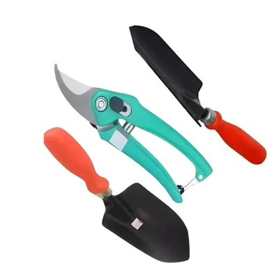 AGT Imported Garden Pruner, Trowel and Transplanter Garden Tools Combo (Set of 3)