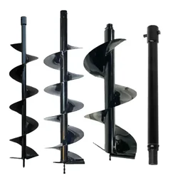 Heavy Duty 6 inch, 8 inch and 12 inch Auger Bit Combo with 70 cm Free Bit Extension Pipe for Earth Auger Machine