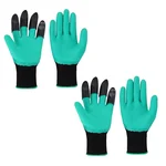 XLNT Garden Gloves With 4 Plastic Fingertips Claws For Left & Right Hands, Quick & Easy Digging Without Tools (2 Pairs)