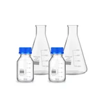 Bello Pack of 4 Pcs 500ml Borosilicate Glass Measuring conical & 100ml Reagent bottle