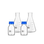 SBT Pack of 4 Pcs 500ml Borosilicate Glass Measuring conical & 100ml Reagent bottle