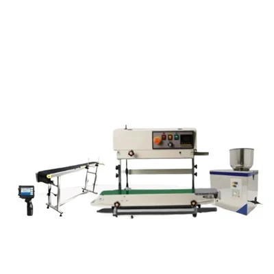 Combo 4-In-1 Vertical Band Sealer,Granule Filler, Conveyor Belt and Handheld Inkjet Printer