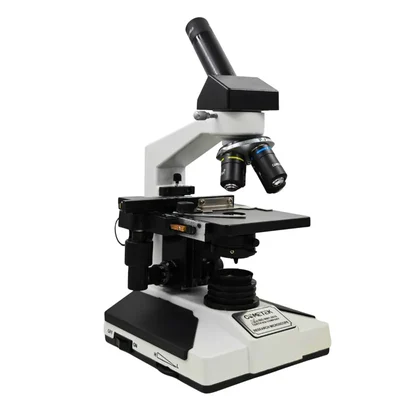 COMETEK MM-11 Monocular Microscope | Compound Microscope with Semi-Plan Lens (4X,10X,40X,100X) LED for Lab & Doctors Use