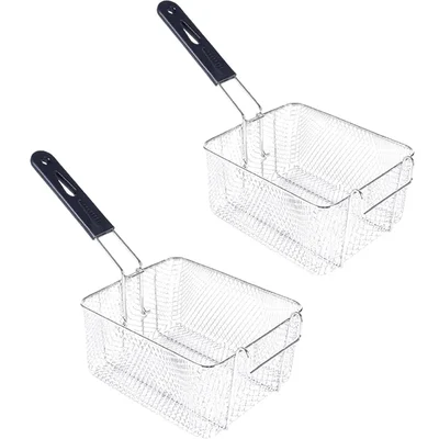 Pack of 2 SS Deep Fryer Basket for Commercial Stainless Steel Double Deep Fryer 6+6 Litres