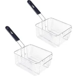Pack of 2 SS Deep Fryer Basket for Commercial Stainless Steel Double Deep Fryer 6+6 Litres