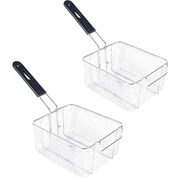 Pack of 2 SS Deep Fryer Basket for Commercial Stainless Steel Double Deep Fryer 6+6 Litres