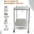 SS 16 x 16 x 29 inch, 2 Tier Commercial Heavy Duty Food Rolling Cart with Wheels for Kitchen, Restaurant