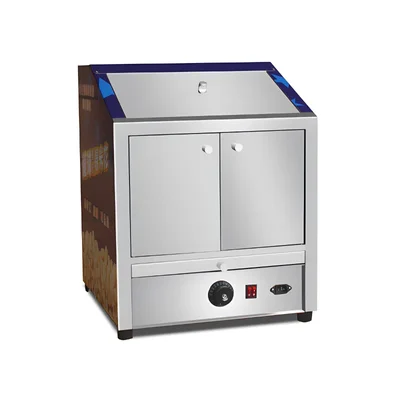 Heavy Duty 0.7kW Commercial Popcorn Warmer Cabinet with Sloped Top Dump Station and Under-Counter Heat Control Switches