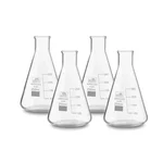 SBT Instruments 4pcs x 250 ml Borosilicate 3.3 Glass Conical Flask with Graduation Marks for Laboratory Usage