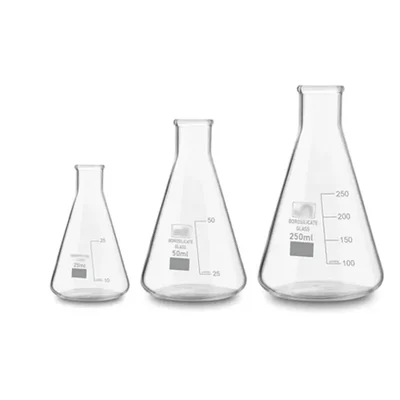 SBT Instruments Borosilicate 3.3 Glass Conical Flask 25ml, 50ml, 250ml with Graduation Marks for Laboratory
