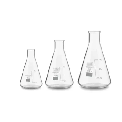 SBT Instruments Borosilicate 3.3 Glass Conical Flask 25ml, 50ml, 100ml with Graduation Marks for Laboratory