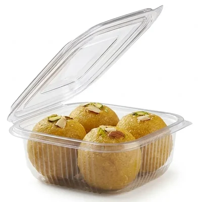 1500 Pcs, 250ml PET Hinged Transparent Container for Snacks, Cookies Packaging