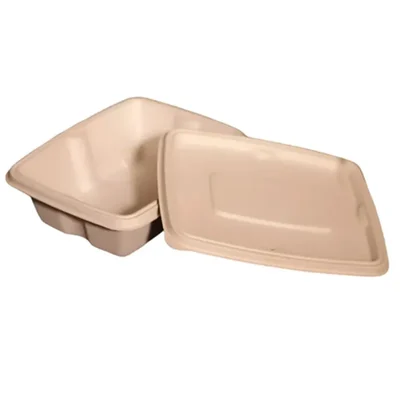 650ml Bagasse Rectangular Zume Container With Lid, 100% Anti-Leak Technology for Food Delivery, Take Away Meals(Pack-25 pcs)