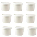 1000 Pcs, 350 ml White Disposable Paper Container with Lid for Salads, Soups, Desserts 