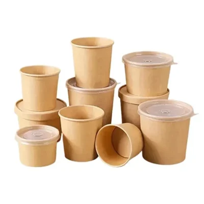 350ml, 400 GSM Tall Kraft Paper Containers (Pack of 1000) with PET Lid