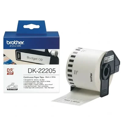 Brothers 62mm Continuous Thermal Paper Label Roll Tape For Custom Length Signage and Badges DK-22205