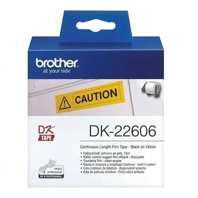 Brothers DK-22606 62mm Yellow Film Continuous Tape for High-Visibility Warning Signs & Safety Custom Labels