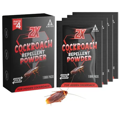 Amish Herbal 10gm Cockroach Powder, 100% Organic, Safe For Homes With Kids & Pets (Pack of 4)