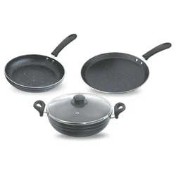 Skyline VTL-8600 Non-Stick Cookware Set, 220mm Frying Pan, 250mm Dosa Tawa & 220mm Kadhai with 1 Year Warranty