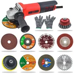 HPD Shakti 100mm (4") 900 Watt Copper Motor Angle Grinder With Cutting Wheels, Grinding, Flap, Fiber, Non Wooven Wheel, Velcro Pad, Wire Brush, Gloves & Accessories, 13000 RPM